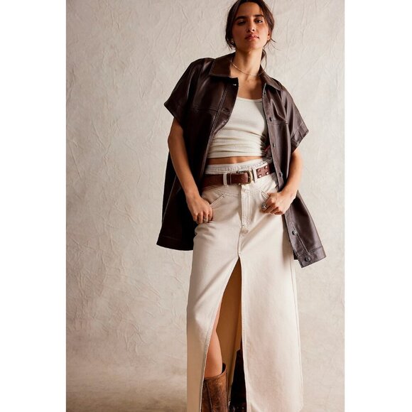 NEW Free People We the Free - Come As You Are Denim Maxi Skirt in WISP - sz 10 - Picture 9 of 11